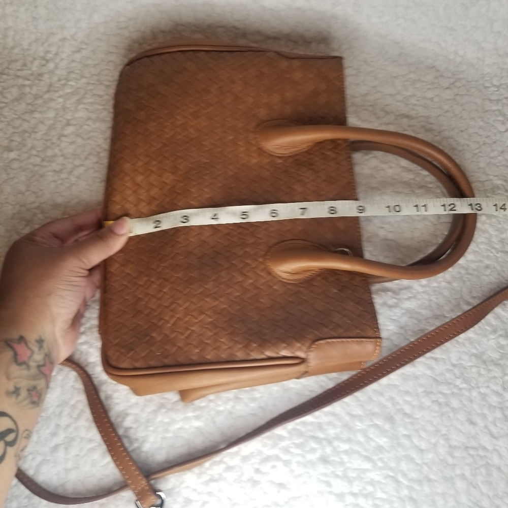 CLOSEOUT SALE Vera Pelle Vintage Woven Satchel Genuine Leather Tote Bag New Rare - Picture 14 of 16